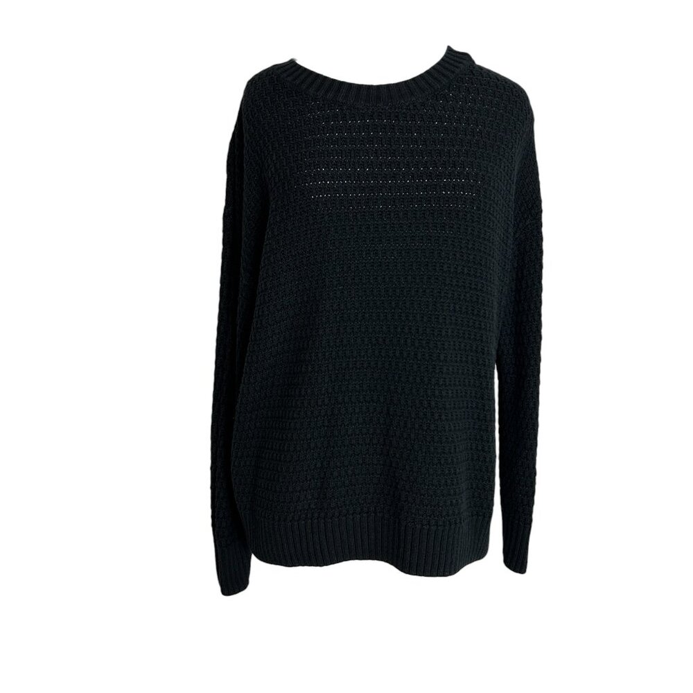 Old Navy Tunic Length Sweater Womens Size Medium Black Crew Neck